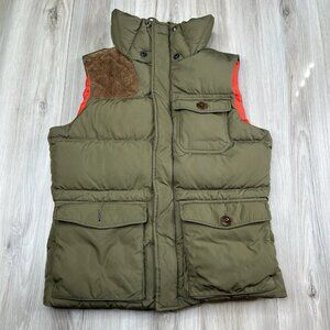 Ralph Lauren Rugby Down Vest Calf Suede Patch Army Green Men’s Size S Small